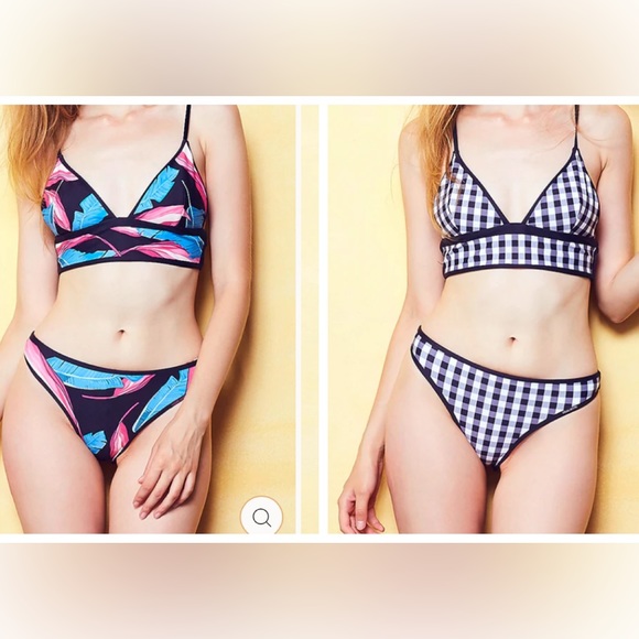 Boutique TALIA Reversible triangle Deep V BIKINI SET Size medium - Picture 1 of 11